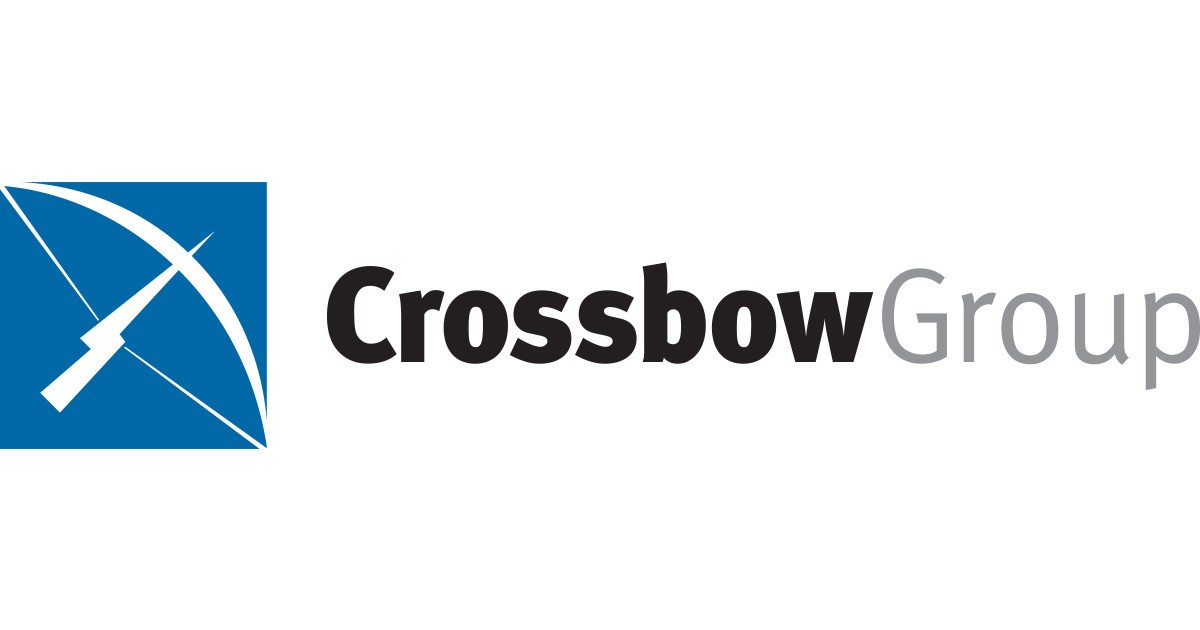 Logo of a crossbow group with a stylized crossbow design