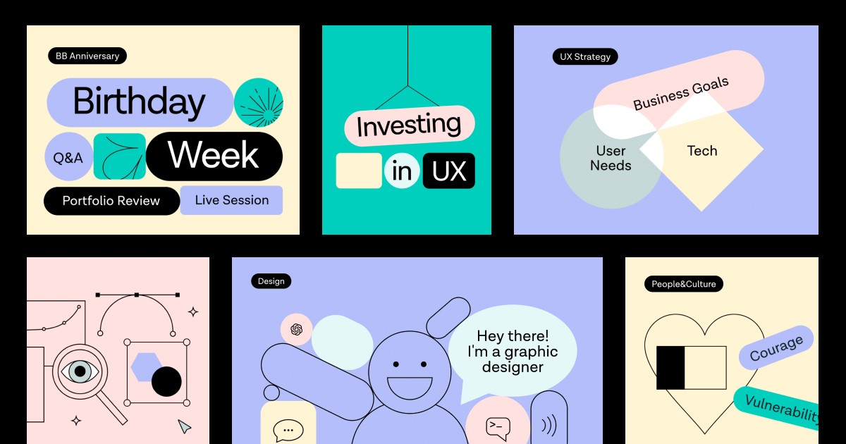 A collection of vibrant social media posts celebrating birthday festivities