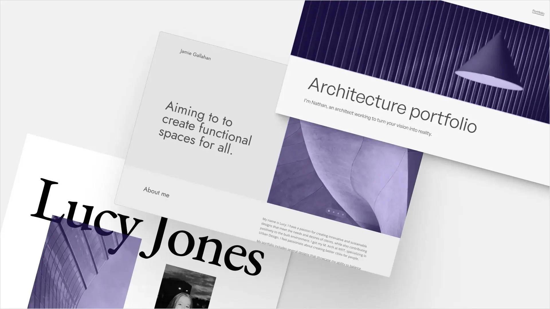 Website design mockup for Lucy Jones, featuring a modern layout