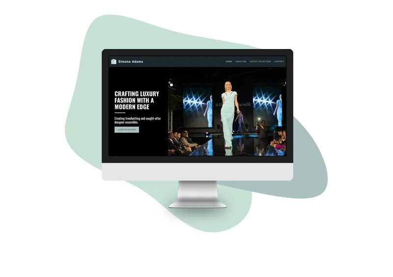 Website design layout showing a fashion show